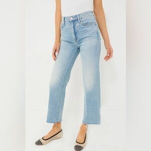 MOTHER Light Wash High-Rise Straight Crop Jeans